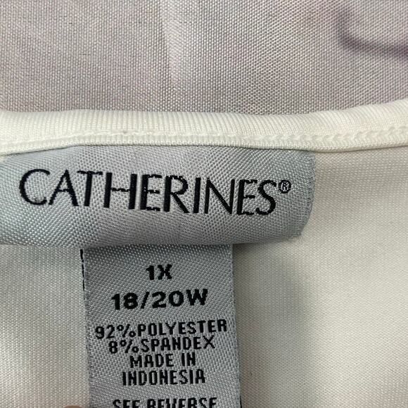 Catherines Tank Womens 1X 18/20W White Sleeveless Scoop Neck Stretch Bust Darts - Picture 2 of 10
